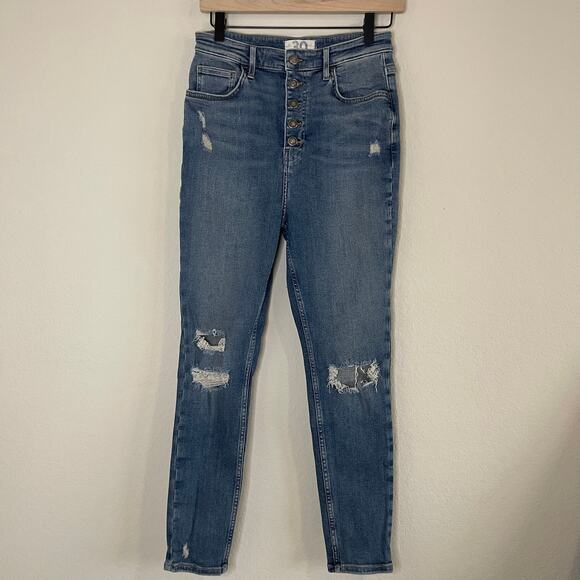 We the Free Sabrina Ripped High Waist Crop Super Skinny Jeans - Size 30 - Picture 2 of 7